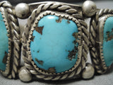 Amazing Vintage Native American Navajo Old Turquoise Sterling Silver Bracelet Cuff Old-Nativo Arts