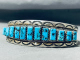 Spectacular Vintage Native American Navajo Signed Morenci Turquoise Sterling Silver Bracelet-Nativo Arts