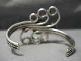Museum Vintage Native American Navajo Swirling Persin Turquoise Sterling Silver Bracelet Old-Nativo Arts
