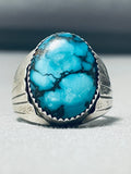 Very Rare Mine Turquoise Vintage Native American Navajo Blue Warrior Sterling Silver Ring-Nativo Arts