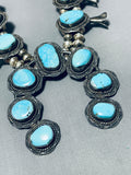 Rare Robins Egg Turquoise Vintage Native American Navajo Sterling Silver Squash Blossom Necklace-Nativo Arts