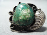 Amazing Vintage Native American Navajo Cerrillos Turquoise Sterling Silver Ring Old-Nativo Arts