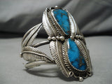 Superlative Vintage Native American Navajo Pilot Mountain Turquoise Sterling Silver Bracelet-Nativo Arts