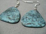 Vintage Santo Domingo Native American Navajo Blue Warrior Turquoise Sterling Silver Earrings-Nativo Arts