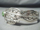 One Of The Best Vintage Native American Navajo Gaspeite Sterling Silver Bangle Bracelet-Nativo Arts