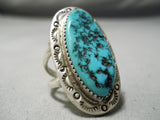 Marvelous Vintage Native American Navajo Sleeping Beauty Turquoise Sterling Silver Ring-Nativo Arts