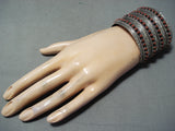 Colossal Signed Coral Snake Eyes Native American Zuni Sterling Silver Bracelet-Nativo Arts