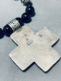 Native American The Best Vintage Southwestern Onyx Sterling Silver Cross Necklace-Nativo Arts
