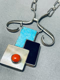 One Of The Most Unique Native American Zuni Contemporist Sterling Silver Necklace-Nativo Arts