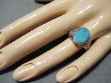 Special Vintage Native American Navajo Blue Gem Turquoise Sterling Silver Ring-Nativo Arts