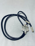 Sensational Native American Navajo Signed Sterling Silver Toad Ben Benally Bolo-Nativo Arts