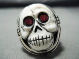 Native American Important Completely Hand Carved Skeleton Sterling Silver Ring-Nativo Arts