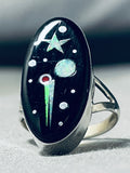 Cosmic Intricate Native American Navajo Opal Coral Sterling Silver Ring-Nativo Arts