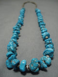 Incredible Vintage Native American Navajo Blue Gem Turquoise Sterling Silver Necklace-Nativo Arts