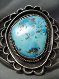 Heavy Vintage Native American Navajo Rare Turquoise Sterling Silver Bracelet Old-Nativo Arts