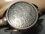 Thick Vintage Native American Navajo 1921 Coin Sterling Silver Bracelet Old-Nativo Arts