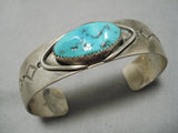 Authentic Vintage Native American Navajo Louis Yazzie Turquoise Sterling Silver Bracelet Old-Nativo Arts