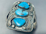 101 Gram Large Wrist Mens Vintage Native American Navajo Turquoise Sterling Silver Bracelet-Nativo Arts