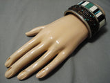 Best Vintage Native American Navajo Heishi Turquoise Inlay Sterling Silver Bracelet Old-Nativo Arts