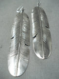 Astounding Navajo Sterling Silver Feather Earrings Native American-Nativo Arts