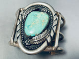 Massive 172 Gram Vintage Native American Navajo Green Turquoise Sterling Silver Bracelet Old-Nativo Arts