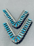 Important Native American Navajo Signed Turquoise Teardrop Sterling Silver Collar Pins-Nativo Arts
