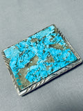The Best Vintage Native American Navajo #8 Turquoise Inlay Sterling Silver Buckle-Nativo Arts