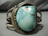 Native American Opulent Chunky Protruding Carico Lake Turquoise Sterling Silver Bracelet-Nativo Arts