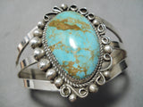 Stunning Vintage Native American Navajo Royston Turquoise Sterling Silver Bracelet Old-Nativo Arts