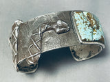 Hea Vy Snake Signed Native American Navajo #8 Turquoise Mine Sterling Silver Bracelet-Nativo Arts