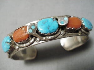 Authentic Vintage Native American Zuni Effie Calavaza Snake Turquoise Sterling Silver Bracelet-Nativo Arts