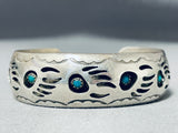 Outstanding Native American Navajo Turquoise Sterling Silver Bracelet Signed-Nativo Arts