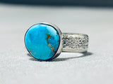 Gary Custer Fabulous Vintage Native American Navajo Kingman Turquoise Sterling Silver Ring-Nativo Arts