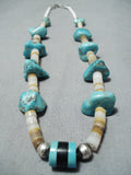 Native American Incredible Vintage Santo Domingo Old Kingman Turquoise Shell Necklace-Nativo Arts