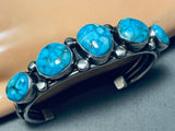 Intense Important Native American Navajo Carico Lake Turquoise Sterling Silver Bracelet-Nativo Arts