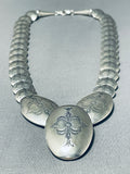 Incredible Vintage Native American Navajo Hand Tooled Sterling Silver Bead Necklace-Nativo Arts