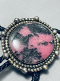 One Of The Most Unique Stone Vintage Native American Navajo Sterling Silver Bolo Tie-Nativo Arts