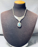 Rare Turquoise Mine Vintage Native American Navajo Sterling Silver Necklace-Nativo Arts