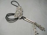 One Of The Biggest Best Vintage Native American Navajo Sterling Silver Kachina Bolo Tie-Nativo Arts
