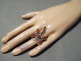 Newsworthy Navajo Coral Sterling Silver Dragonfly Ring Native American-Nativo Arts