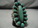 Magnificent Vintage Native American Navajo Green Turquoise Sterling Silver Ring-Nativo Arts