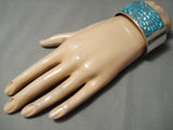 One Of The Best Vintage Native American Navajo Blue Diamond Turquoise Sterling Silver Bracelet-Nativo Arts
