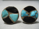 Tremendous Vintage Native American Navajo Turquoise Sterling Silver Men's Cufflinks Old-Nativo Arts