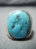 Magnificent Vintage Native American Navajo Sleeping Beauty Turquoise Sterling Silver Ring Old-Nativo Arts
