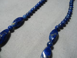 Stunning Vintage Native American Navajo Lapis Sterling Silver Necklace Old-Nativo Arts