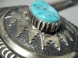One Of Biggest Vintage Native American Navajo Thomas Singer Turquoise Sterling Silver Bolo Tie-Nativo Arts