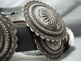 Old And Detailed!! Vintage Native American Navajo Repoussed Sterling Silver Concho Belt-Nativo Arts