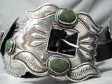 Very Rare Early Cerrillos Turquoise Vintage Native American Navajo Sterling Silver Concho Belt-Nativo Arts