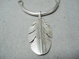Marvelous Navajo Native American Sterling Silver Feathers Necklace-Nativo Arts