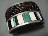 Best Vintage Native American Navajo Heishi Turquoise Inlay Sterling Silver Bracelet Old-Nativo Arts